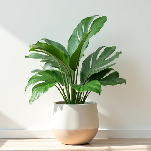 Pot de plante verte d'intérieur minimaliste et moderne.